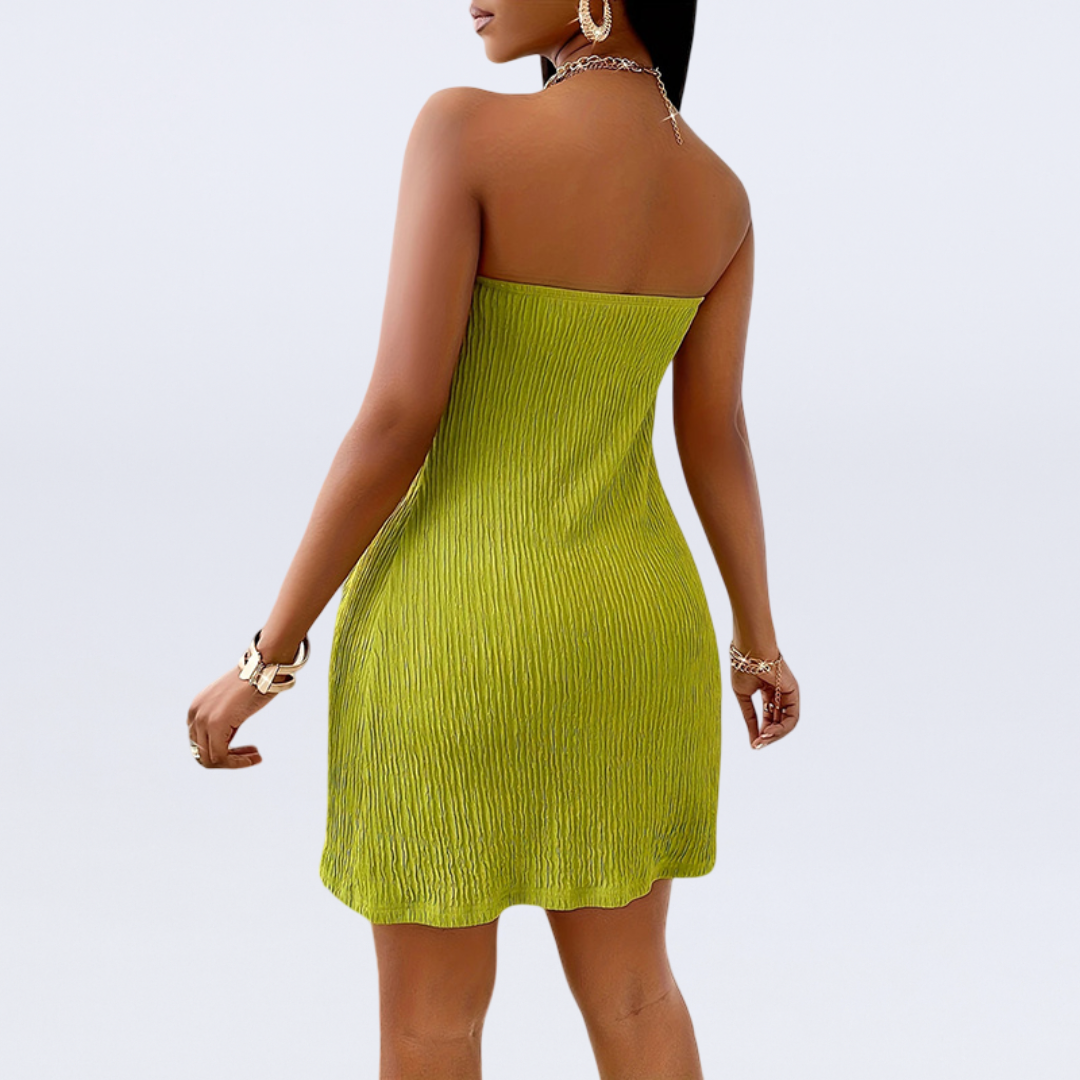 Strapless textured tube top high waist shorts set