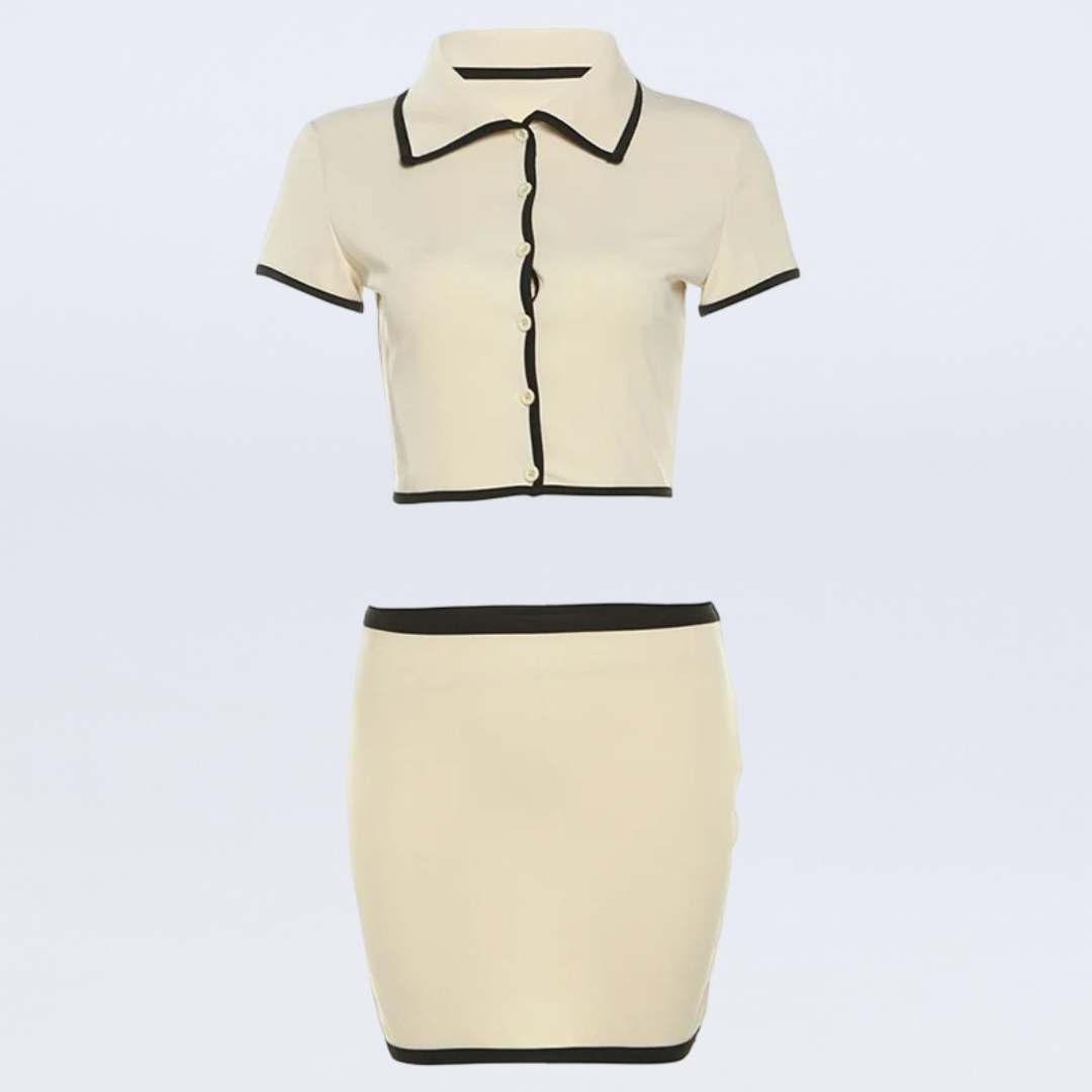 Polo Crop Top & Skirt Set
