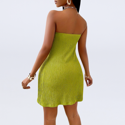 Strapless textured tube top high waist shorts set