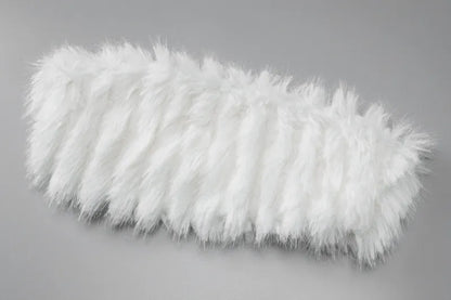 White feathered tube top on a gray background