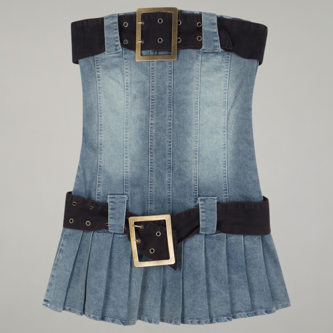 Belted Denim Mini Dress