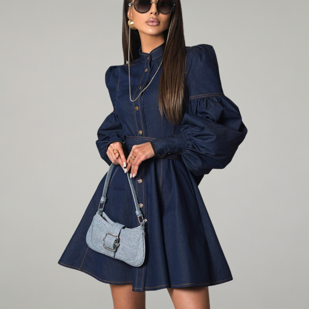 corset lace-up denim dress