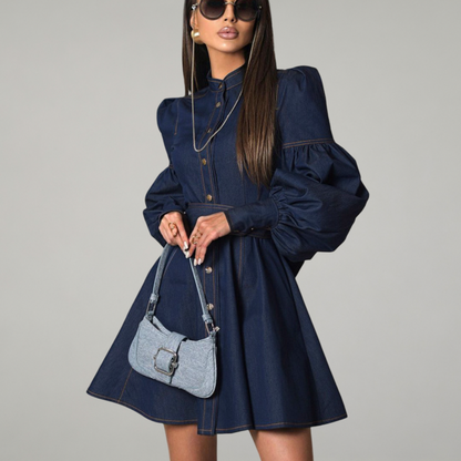 corset lace-up denim dress