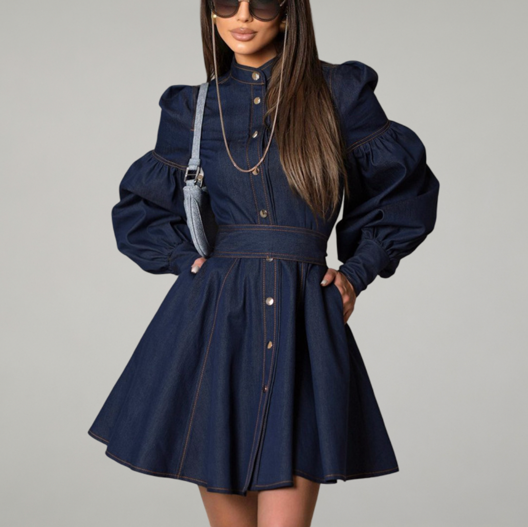 corset lace-up denim dress