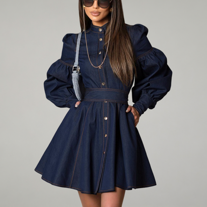 corset lace-up denim dress