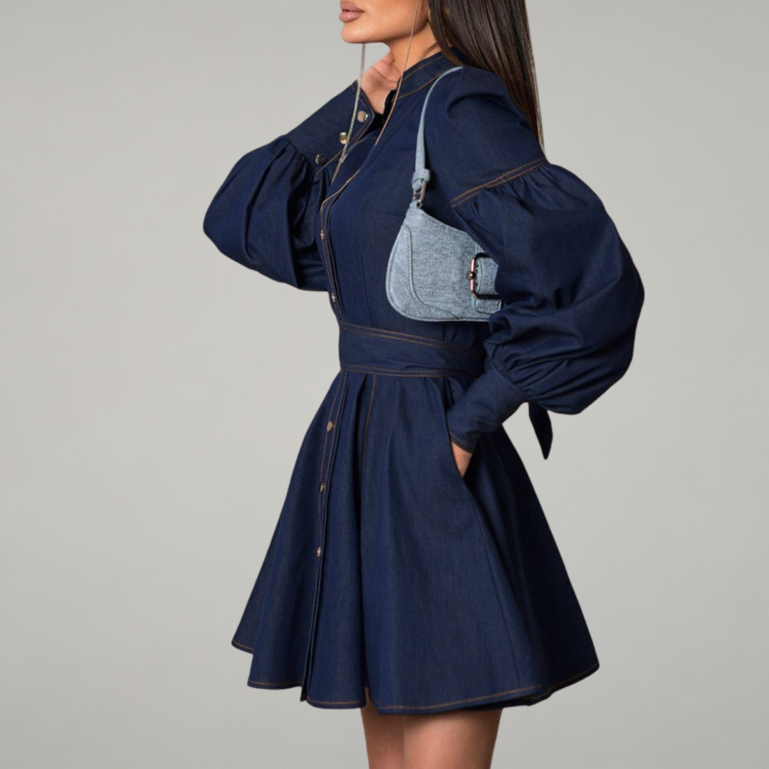 corset lace-up denim dress