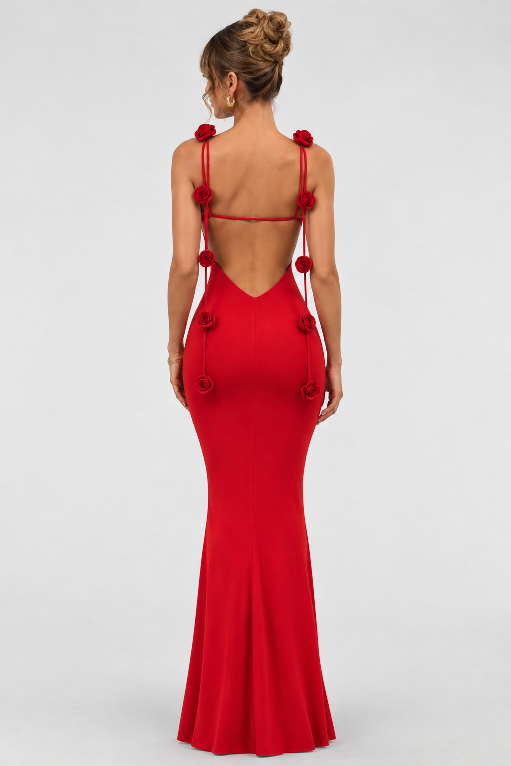Rosette Tie-Back Maxi Dress