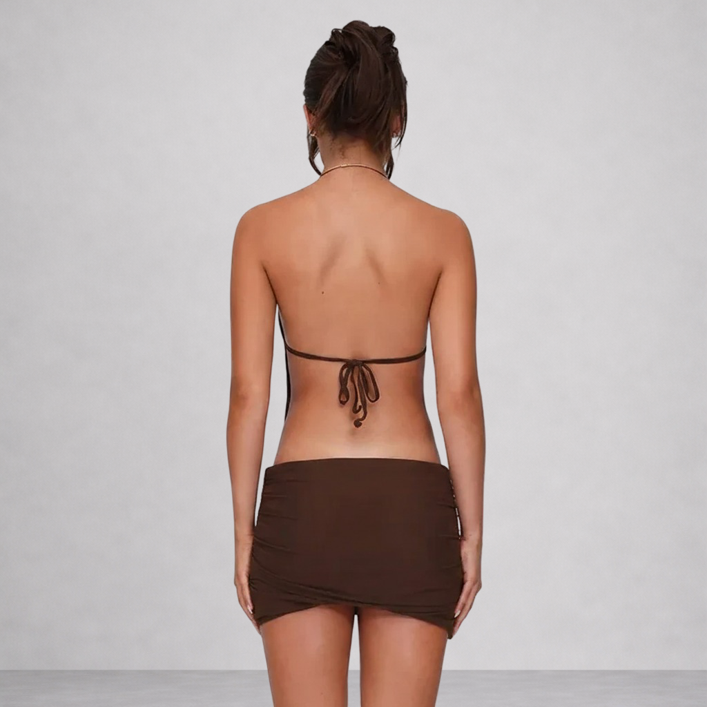 Halter Ruched Mini Dress