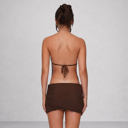 Halter Ruched Mini Dress