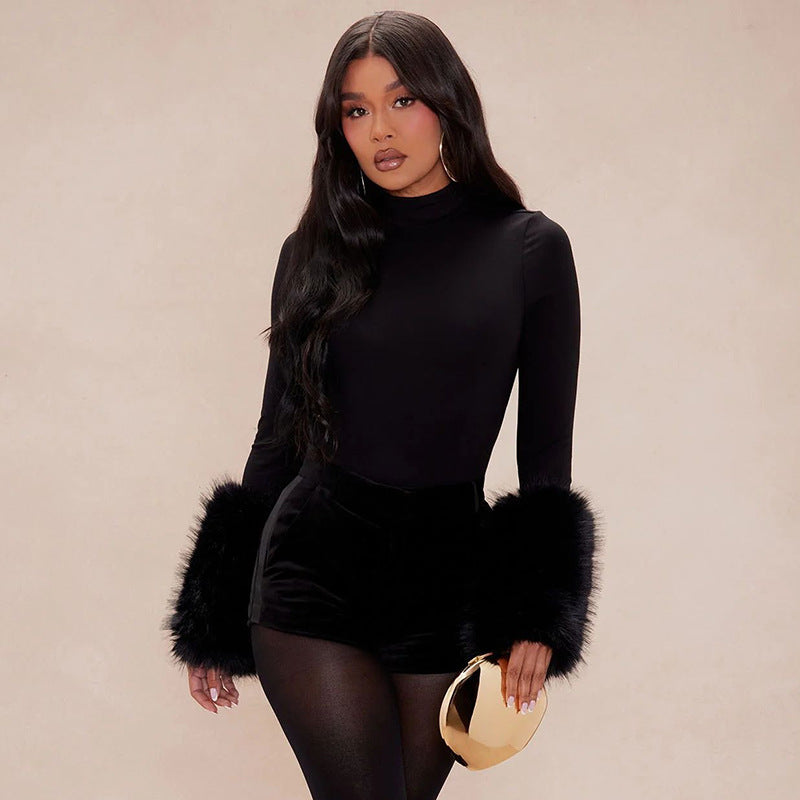 Fur Panel Bodysuit