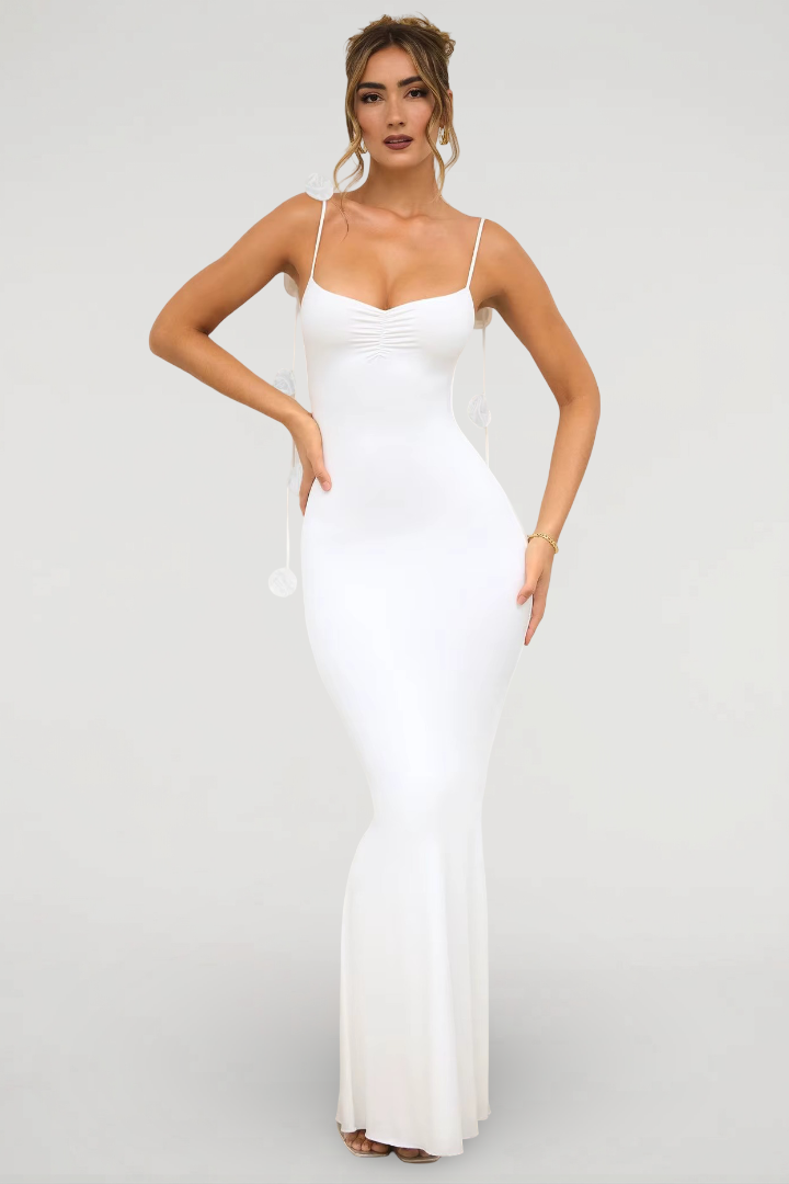 Rosette Tie-Back Maxi Dress
