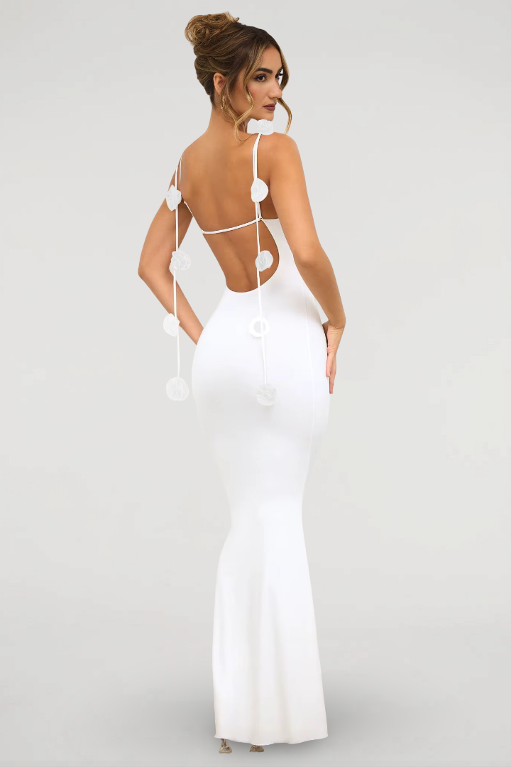 Rosette Tie-Back Maxi Dress