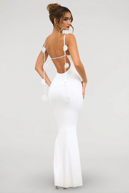 Rosette Tie-Back Maxi Dress