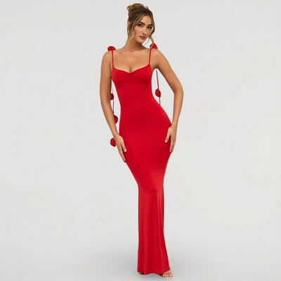 Rosette Tie-Back Maxi Dress