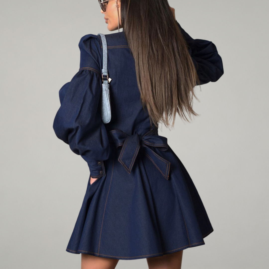 corset lace-up denim dress