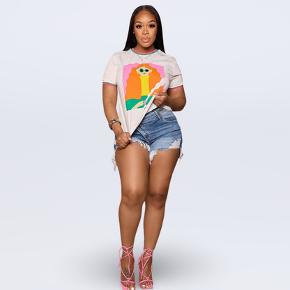 high waist light blue denim shorts for women