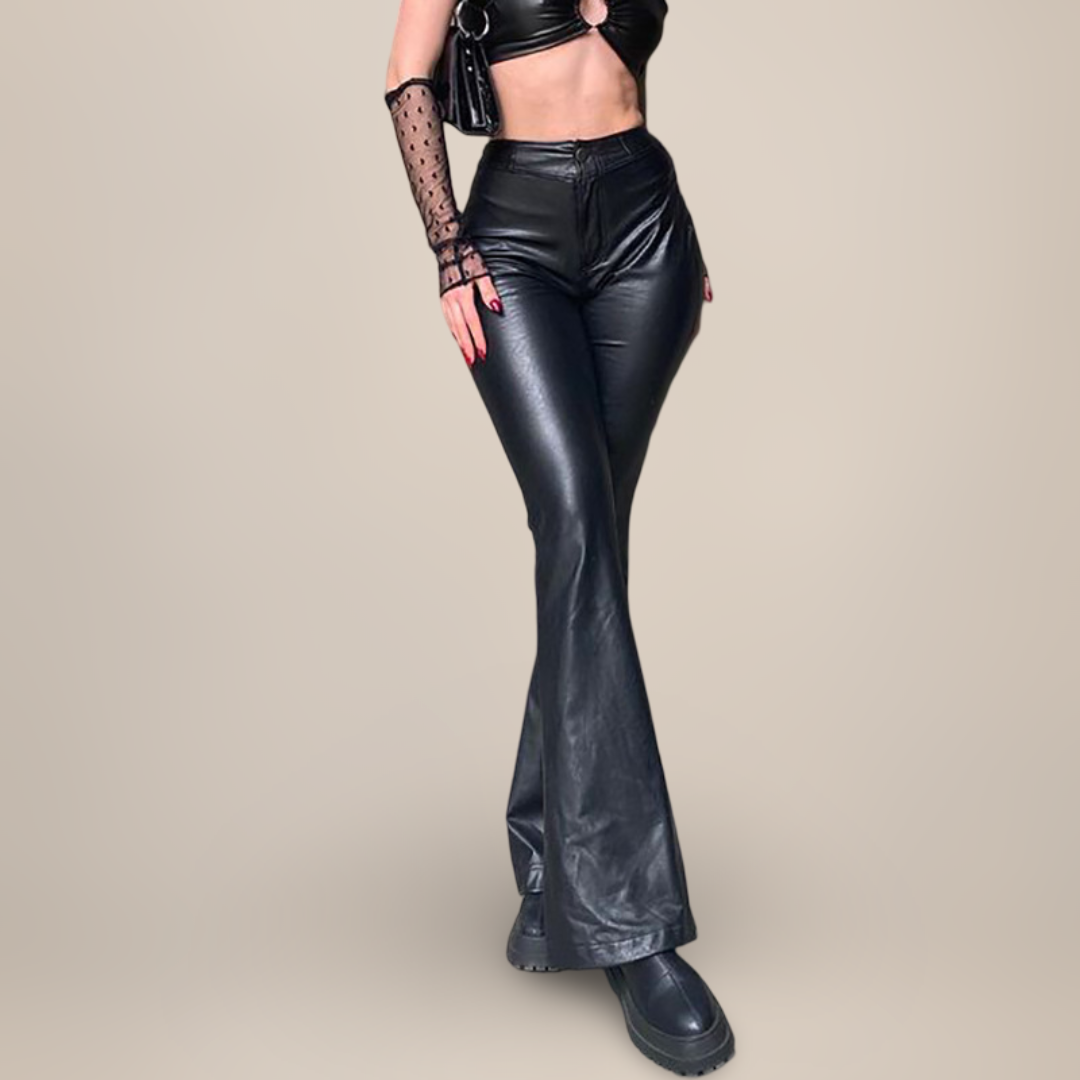 Black faux leather pants for clubwear