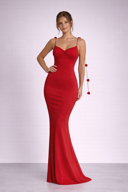 Rosette Tie-Back Maxi Dress