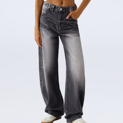 Loose wide-leg jeans for women in black