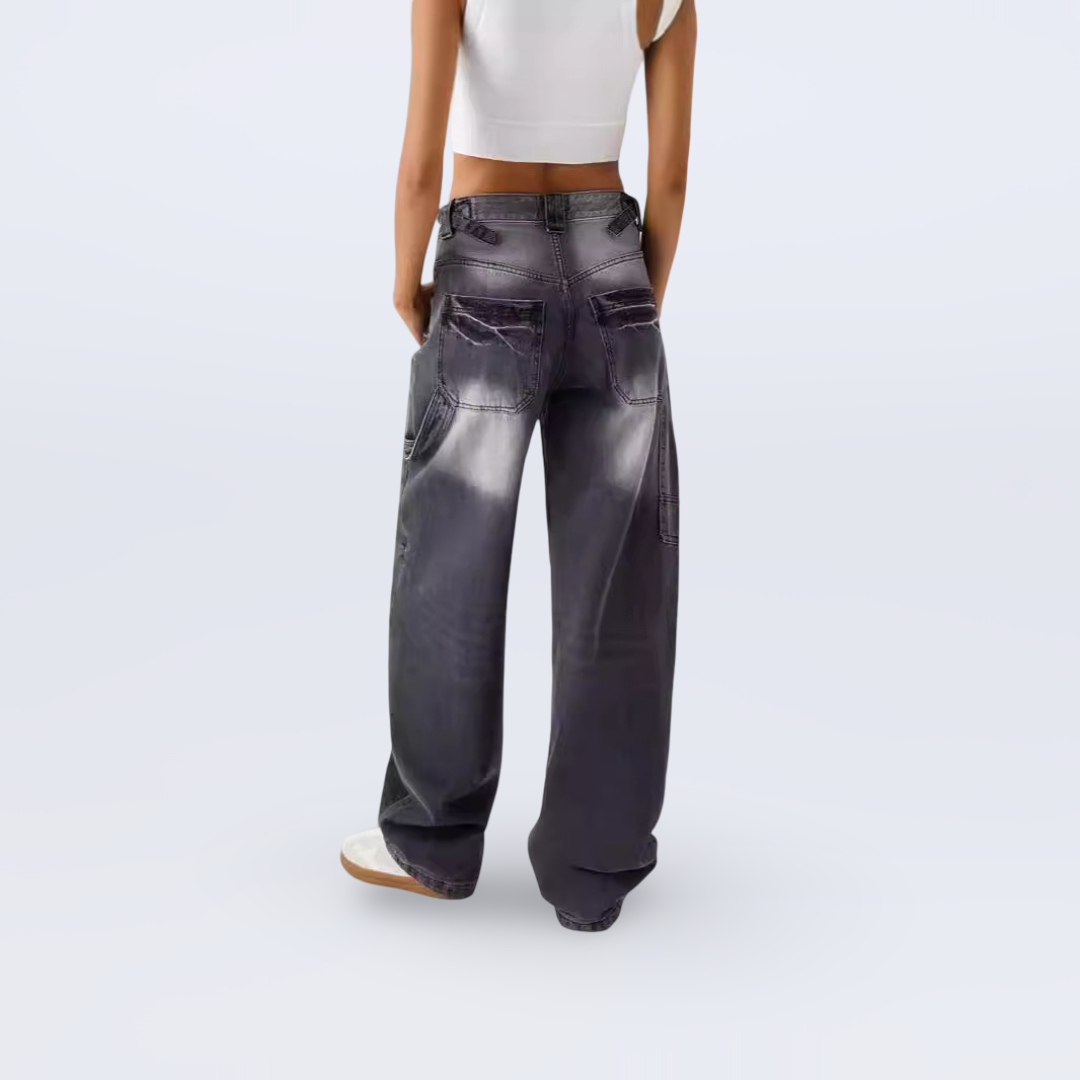 Loose wide-leg jeans for women in black 