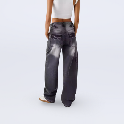 Loose wide-leg jeans for women in black 