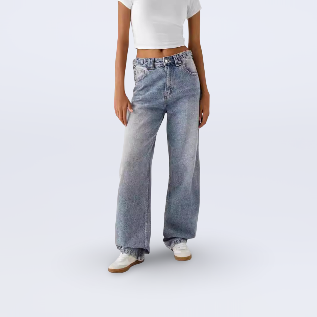 Loose wide-leg jeans for women in light blue 
