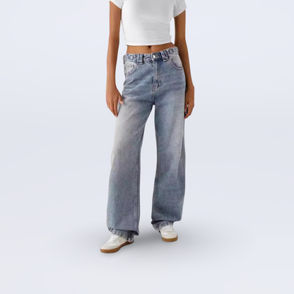 Loose wide-leg jeans for women in light blue 